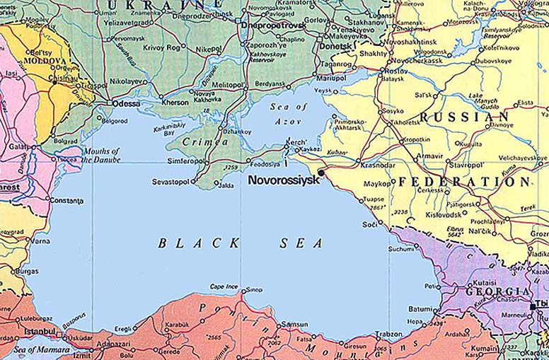 Map of the Black and Azov Seas